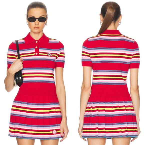 Casablanca | NWT Striped Polo Top in Multi Dark Red Stripes S - Picture 1 of 15